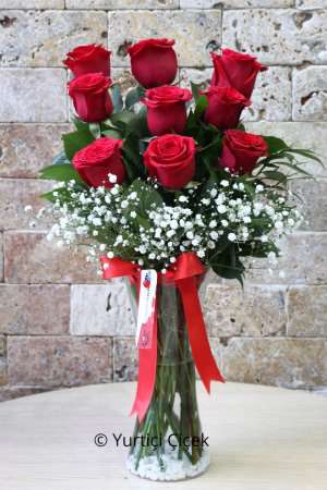 Nine Roses in a Vase