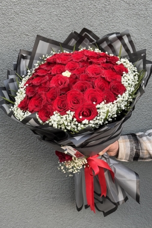 50 Red 1 White Rose Bouquet